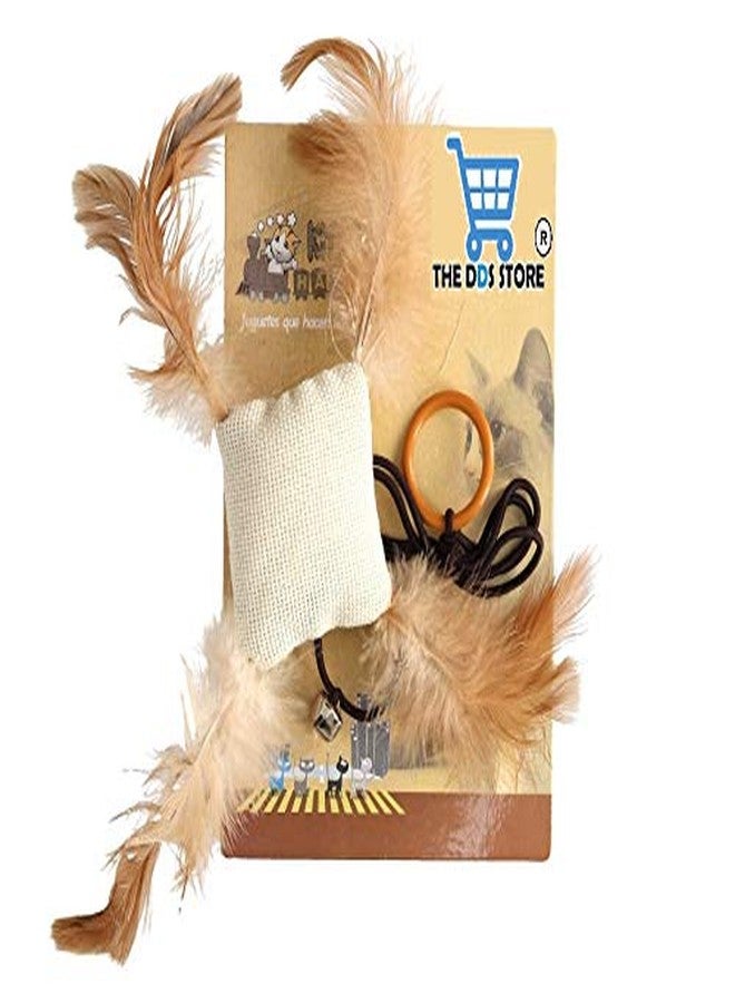 THE DDS STORE Sisal Cat Toy with Feathers 1 Piece (Pillow Shape) - Image 3